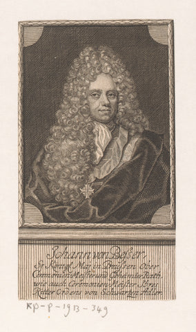 Portret van Johann von Besser, Johann Georg Mentzel, 1711 Canvas Print