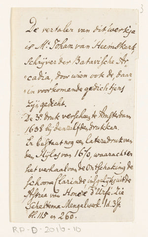 Handwritten text about the content of a book, anonymous, 1800 - 1900 Canvas Print