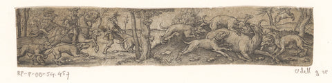 Deer attacked by hunting dogs, Virgil Solis, 1524 - 1562 Canvas Print