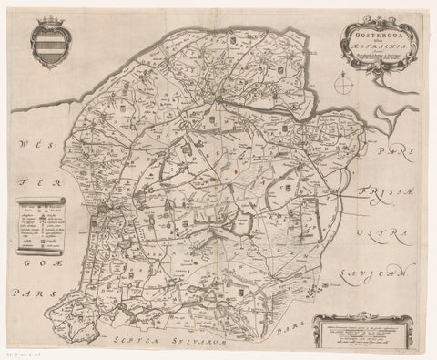 Map of the quarter Oostergo, Jacob van Meurs (possibly), 1664 Canvas Print