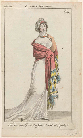 Journal des Dames et des Modes, Costume Parisien, 14 February 1802, Year 10, (364) : Turban de Gaz (...), anonymous, 1802 Canvas Print