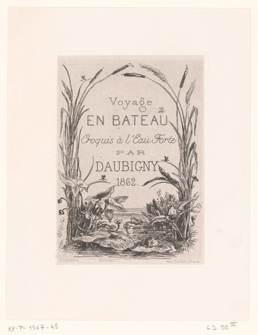 Title print with frogs and aquatic plants, Charles-François Daubigny, 1862 Canvas Print