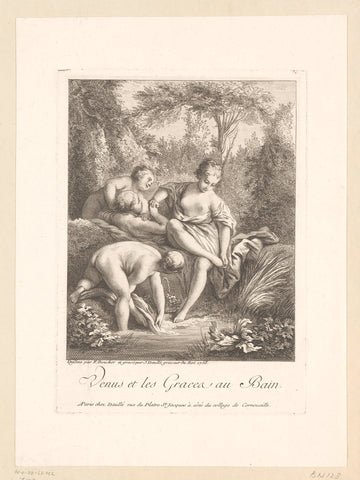 Bathing Venus and her graces, Jean Daullé, 1758 Canvas Print