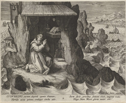 Saint Gudwal of Wales as a hermit, Johann Sadeler (I), 1598 Canvas Print