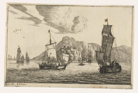 Fishing boats in a bay, Reinier Nooms, 1656 Canvas Print