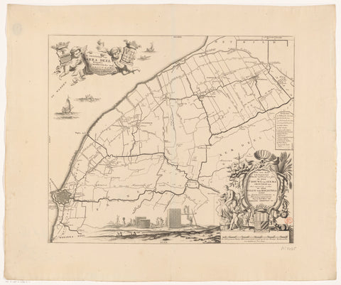 Map of the grietenij Barradeel, anonymous, 1718 Canvas Print