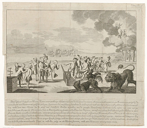 The honourable Dutchman distributes his treasures, ca. 1780, anonymous, 1780 Canvas Print