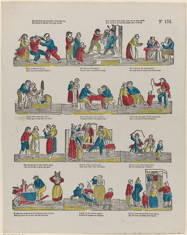 See children a dozen new figures, / They show you all kinds of farcical cures / People fight and laugh, eat and play, / Thus everything in the world was always divided, Alexander Cranendoncq, 1827 - 1894 Canvas Print