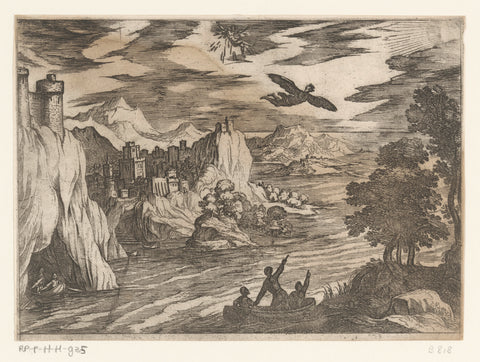 Landscape with the Fall of Icarus, Antonio Tempesta, 1565 - 1630 Canvas Print