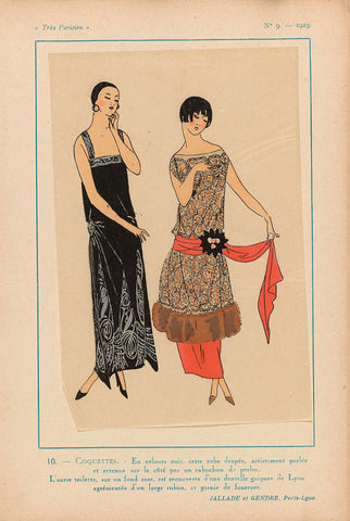 Très Parisien, 1923, No 9: 10 - COQUETTES. - In black velvet, this draped dress,..., anonymous, 1923 Canvas Print