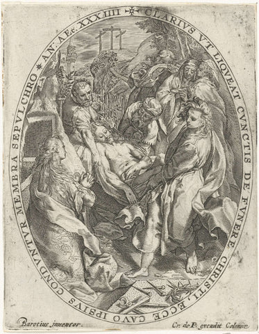 Graflegging van Christus, Crispijn van de Passe (I), 1600 Canvas Print