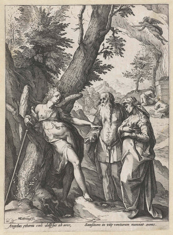 Announcement of the birth of Samson, Hendrick Goltzius, 1586 Canvas Print