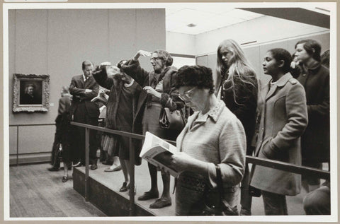 Visitors view the exhibition from an elevation, c. 1969 Canvas Print