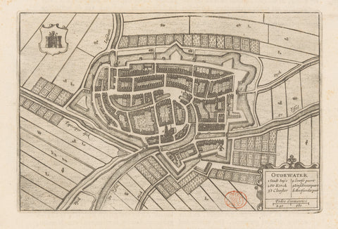 Map Oudewater, anonymous, 1652 Canvas Print