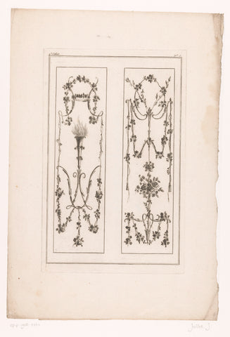 Panels with torch, Jacques Juillet, 1777 - 1779 Canvas Print