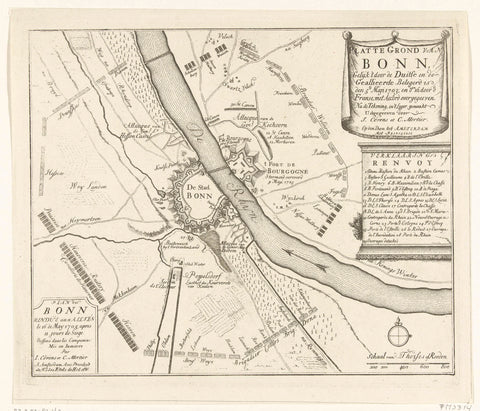 Map of the Siege of Bonn by the Allies, 1703, anonymous, 1703 Canvas Print