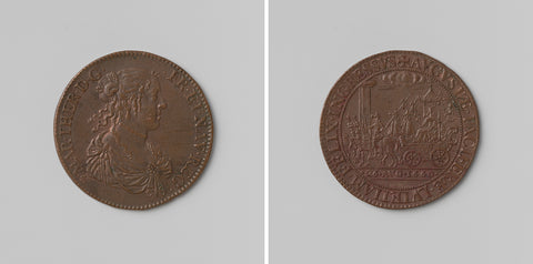 Arrival of Maria Theresa in Paris, arithmetic medal struck in honor of Maria Theresa, Queen of France, anonymous, 1660 Canvas Print