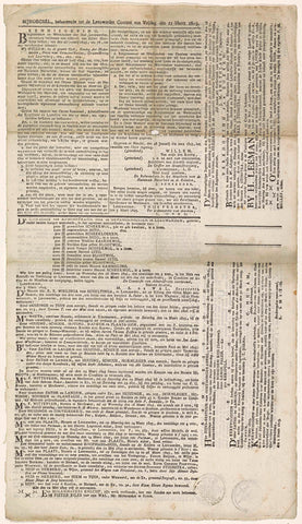 Insert of the Leeuwarder Courant of 11 March 1825, P. Koumans Smeding, 1825 Canvas Print