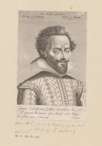 Portrait of Jean Barclay, Claude Mellan, 1624 Canvas Print