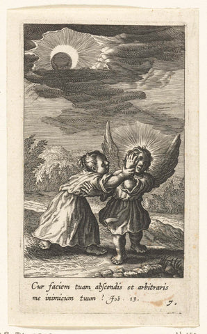 Child and angel at the eclipse, Boëtius Adamsz. Bolswert, 1624 Canvas Print