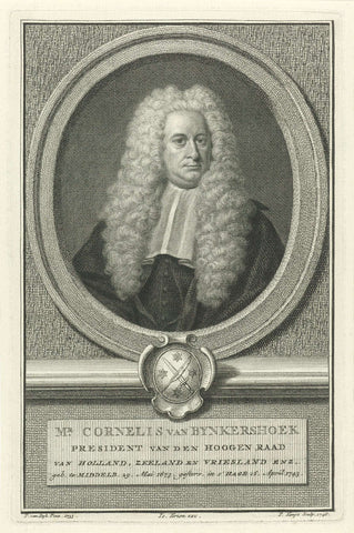 Portret van Cornelis van Bynkershoek, Pieter Tanjé, 1746 Canvas Print