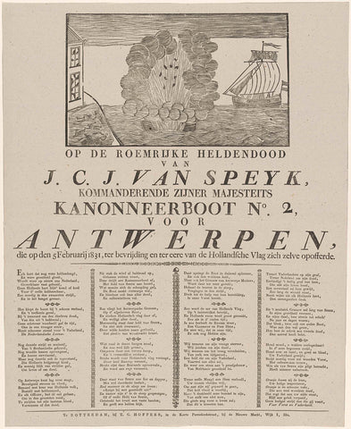 Het springen van de kanonneerboot van Jan van Speijk, 1831, anonymous, 1831 Canvas Print