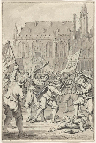 Revolt of the Kaas- en Broodvolk and murder of Claes van Ruyven in Haarlem, 1492, Jacobus Buys, 1778 - 1795 Canvas Print