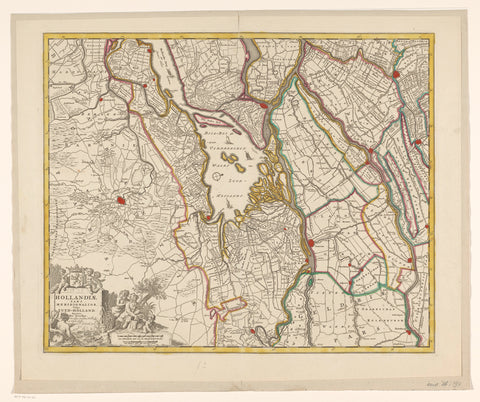 Map of a part of Zuid-Holland, anonymous, 1720 - 1775 Canvas Print