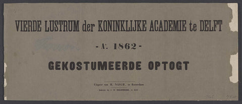 Fourth Lustrum der Koninklijke Academie in Delft - Ao. 1862 - Costumed Optogt, H. Nijgh, 1862 Canvas Print