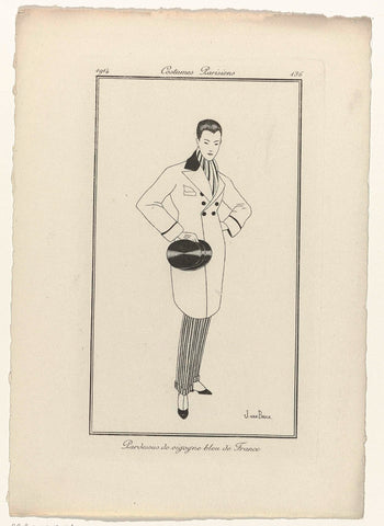 Journal des Dames et des Modes, Costumes Parisiens, 1914, No. 136 : Pardessus de vigogn (...), Jan van Brock, 1914 Canvas Print