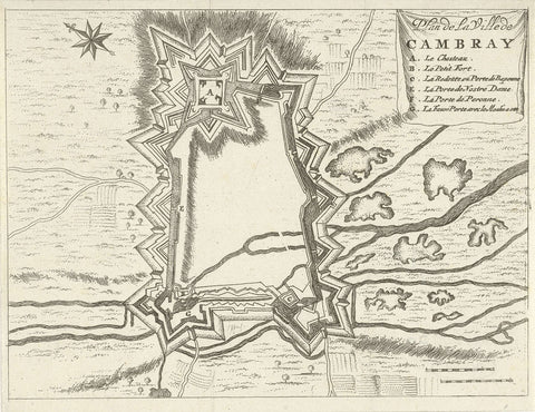 Map of Cambrai (Kamerijk), 1673-1686, Jan Luyken, 1673 - 1686 Canvas Print