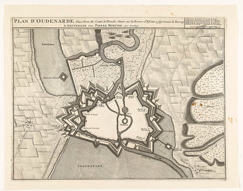 Map of Oudenaarde, c. 1708, anonymous, 1708 Canvas Print