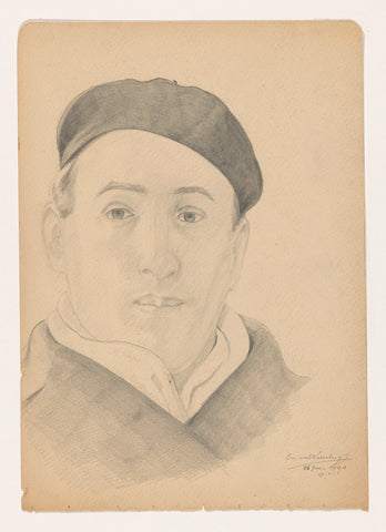 Self-portrait and face with cap: B-1-1, 26 January, Cor van Teeseling, 1942 Canvas Print