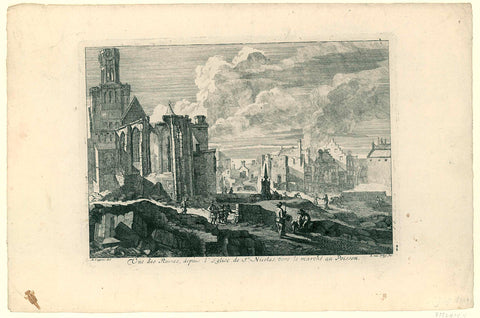 Ruins at the Fish Market in Brussels, 1695, Richard van Orley (II), 1695 Canvas Print