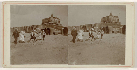 J.B.A. Kessler and his children on the beach in Domburg, Jean Baptiste August Kessler (circle of), 1899 Canvas Print