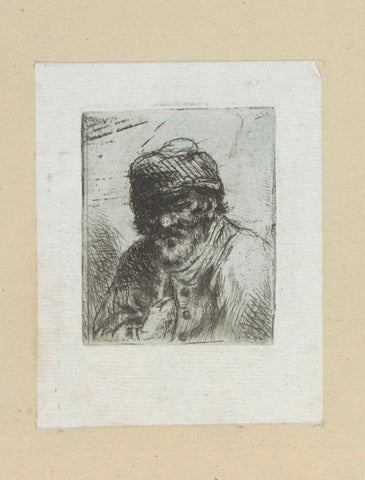 Bearded old man in hat, Jan Chalon, 1802 Canvas Print