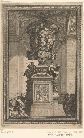 Urn on high pedestal, Jean Lepautre, 1628 - 1732 Canvas Print