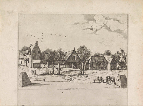 View of a Village with Archers, Johannes or Lucas van Doetechum, 1559 - 1561 Canvas Print