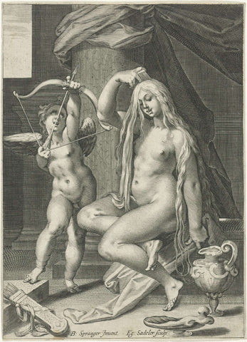 Venus Combs Her Hair, Aegidius Sadeler, 1580 - 1629 Canvas Print