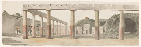 View of the Campo Romano within the walls of Agrigentum with the Asklepio temple, Louis Ducros, 1778 Canvas Print