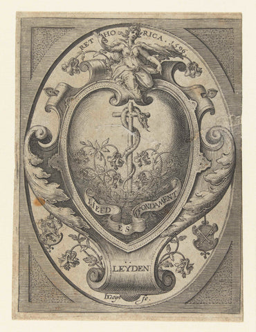 Wapen van de Leidse rederijkerskamer Liefde is 't fondament, Jacob de Gheyn (II), 1596 Canvas Print