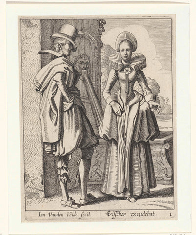 Elegantly dressed pair A, Jan van de Velde (II), 1603 - 1652 Canvas Print