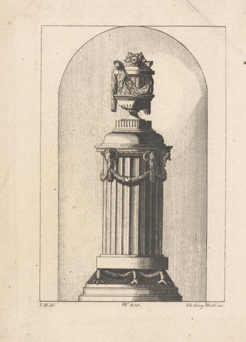 Pedestal with vase, anonymous, 1758 - 1800 Canvas Print