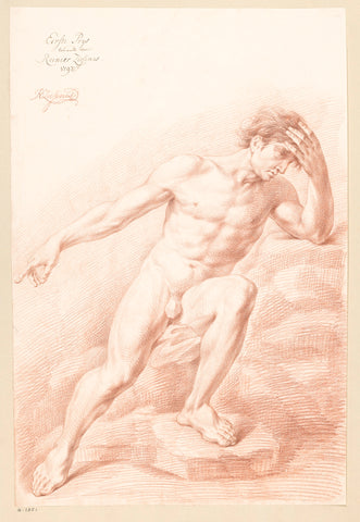 Seated male nude, seen from the front (1st prize 1797), Reinier Ziesenis, 1797 Canvas Print