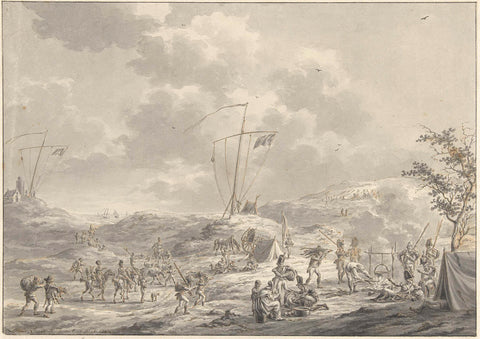 Kamp van het Russisch leger te Callantsoog in 1799, Dirk Langendijk, 1804 Canvas Print