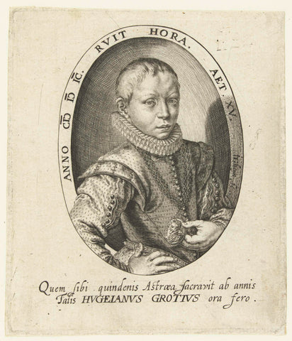 Portrait of Hugo Grotius at the age of 15, Jacob de Gheyn (II), 1599 Canvas Print