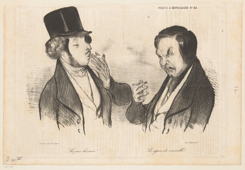 Man with good and man with bad cigar, Honoré Daumier, 1838 Canvas Print