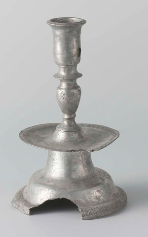 Bell candlestick, four-part with circular base, flat fat dish, baluster-shaped shaft and cylindrical candle holder, anonymous, c. 1590 - c. 1596 Canvas Print