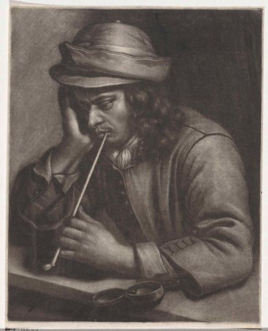 Smoking man, Wallerant Vaillant, 1658 - 1677 Canvas Print