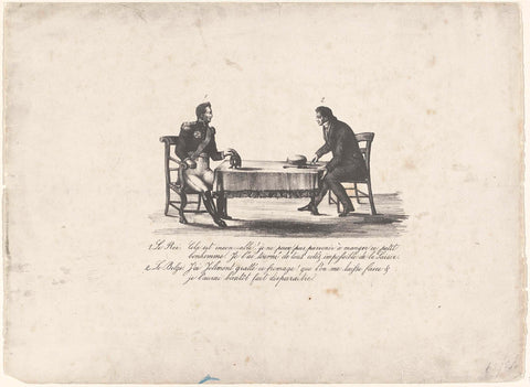 King William I and a Belgian at the table, 1830, anonymous, 1830 - 1831 Canvas Print